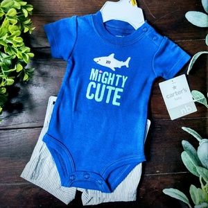 Carter Baby Newborn Boys Shark Outfit - Two piece.